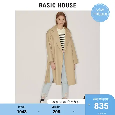 Basic House/百家好女装春秋商场同款韩版宽松中长款风衣HUCA121D商品大图