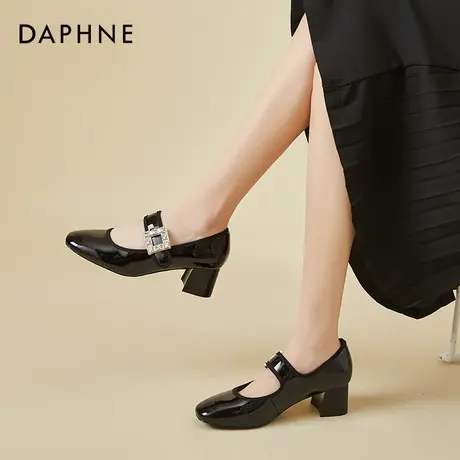 达芙妮复古玛丽珍鞋女中跟2022年新款春季法式方头单鞋粗跟高跟鞋商品大图
