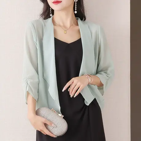 伊自尚防晒外套夏装新款显瘦遮肉大码女装韩版时尚宽松雪纺开衫女商品大图