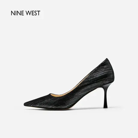 Nine West/玖熙时光纹理编织尖头小猫跟单鞋2025夏新款浅口高跟鞋商品大图