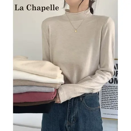 春秋打底针织衫女秋冬韩版长袖内搭上衣半高领卷边毛衣套头t恤图片