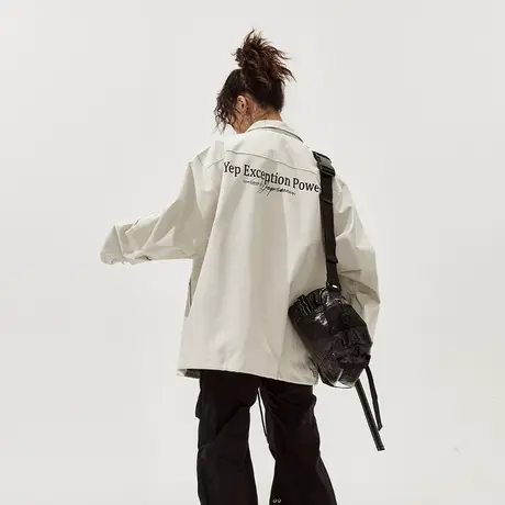 YEP复古印花美拉德穿搭外套女春秋2024新款潮牌教练夹克宽松上衣图片