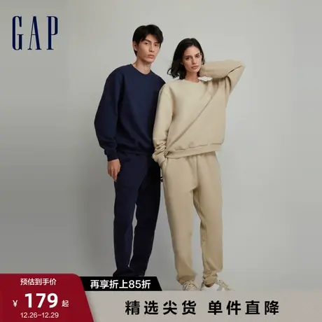 Gap男女装秋冬新款LOGO碳素软磨抓绒保暖卫衣情侣装上衣807041图片