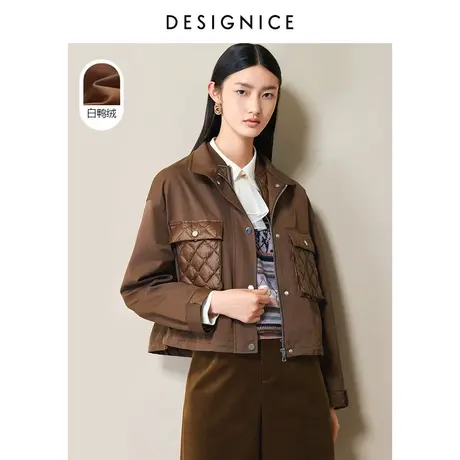 美拉德迪赛尼斯春秋时尚气质短款宽松夹棉式夹克休闲外套女商品大图