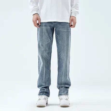 高端美式牛仔裤男2024新款宽松直筒春季潮牌潮流休闲高街男士裤子商品大图