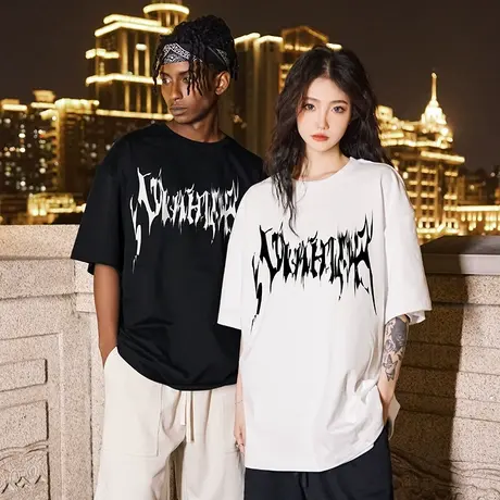 Nuthink美式国潮字母短袖T恤男潮牌潮流情侣装宽松圆领大码半袖夏商品大图