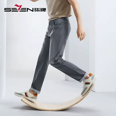 【含亚麻纤维】柒牌牛仔裤男直筒2024夏季新款中青年耐磨休闲长裤图片