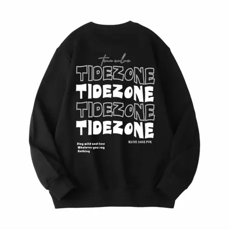 Ohlyah大码卫衣男女情侣外套2023秋新款黑色字母印花宽松圆领上衣商品大图