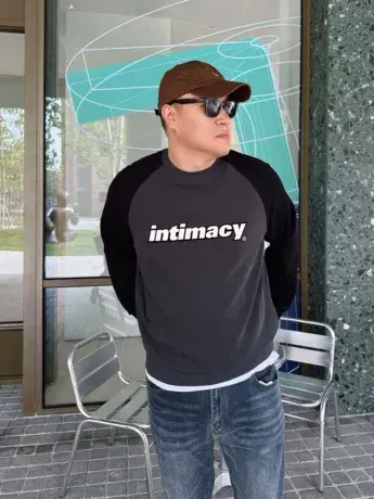 大依无忧秋新款大码男装叉肩撞色潮胖子加肥加大男款圆领长袖卫衣图片