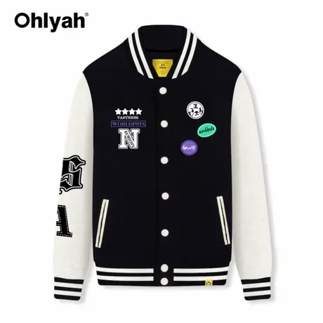 Ohlyah拼接外套女秋季宽松bf慵懒风休闲oversize棒球服2023年新款商品大图