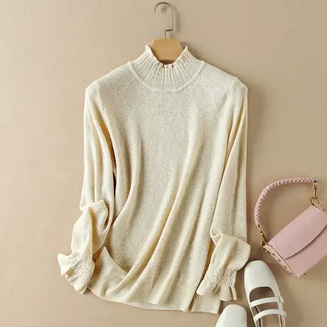 半高领毛衣女宽松套头打底衫秋装2023年新款内搭爆款洋气针织衫女商品大图