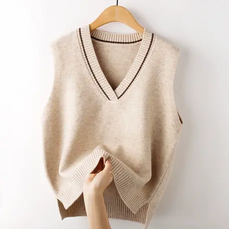 复古学院风针织马甲女外穿2022春季新款无袖毛衣背心叠穿坎肩马夹商品大图