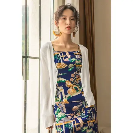 弥古薄款冰丝针织衫喇叭袖防晒开衫女夏宽松薄外套吊带裙外搭罩衫商品大图