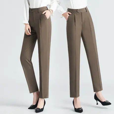 设计感西装裤子女秋季新款高腰显瘦九分小脚裤职业气质垂感哈伦裤图片