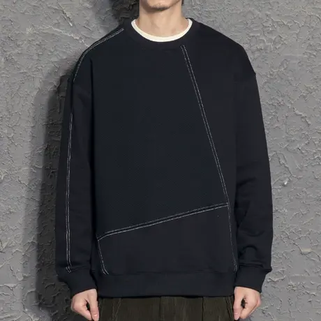 卫衣男高级感斜纹拼接小众设计感外套男潮高级感冬卫衣潮牌痞帅商品大图