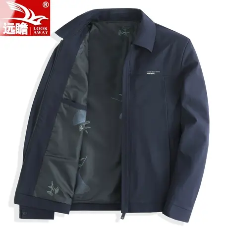 爸爸装夹克衫男春秋季2023新款中老年男士翻领商务行政服外套男款商品大图