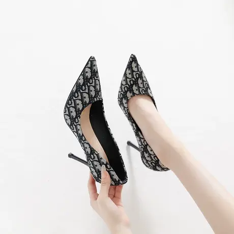 气质高跟鞋女2023新款性感少女百搭尖头细跟单鞋浅口职业工作鞋春图片