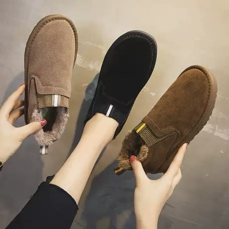 棉鞋女大码41-43秋冬女鞋防滑老北京布鞋加绒孕妇鞋一脚蹬妈妈鞋商品大图