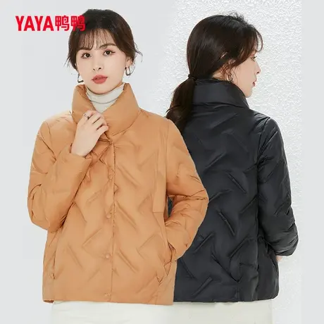 鸭鸭羽绒服女2023年秋冬新款短款小个子立领韩版宽松时尚休闲外套图片