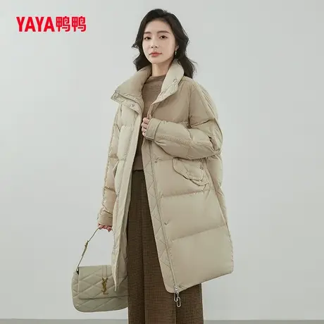 鸭鸭羽绒服女2023年冬季新品中长款立领宽松茧型百搭保暖外套Z图片