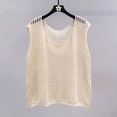 镂空针织马甲女夏季2023新款宽松设计感无袖薄款防晒罩衫背心上衣商品大图