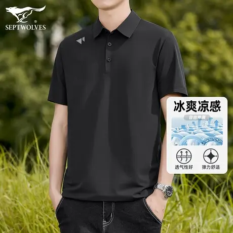 七匹狼狼族部落短袖T恤男夏季潮流时尚青年商务翻领冰丝POLO衫男商品大图