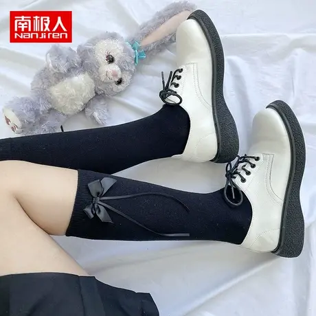 南极人日系可爱纯色蝴蝶结jk袜子女中筒袜ins潮学院风长小腿袜图片