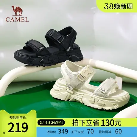 骆驼女鞋2024春夏新款潮流ins风舒适修腿型魔术贴时尚休闲沙滩鞋商品大图