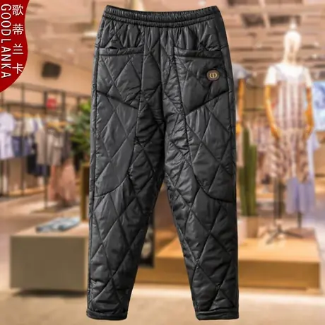 中老年女装黑色羽绒裤子冬季新款高腰加厚保暖老寒腿妈妈棉裤外穿商品大图