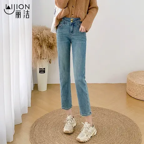 丽洁直筒牛仔裤女2025新款夏季薄款九分裤高腰显瘦小个子烟管裤子商品大图