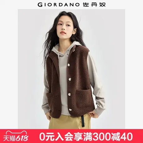 佐丹奴背心外套女新款泰迪绒保暖坎肩女生小立领抓绒马甲05374851商品大图