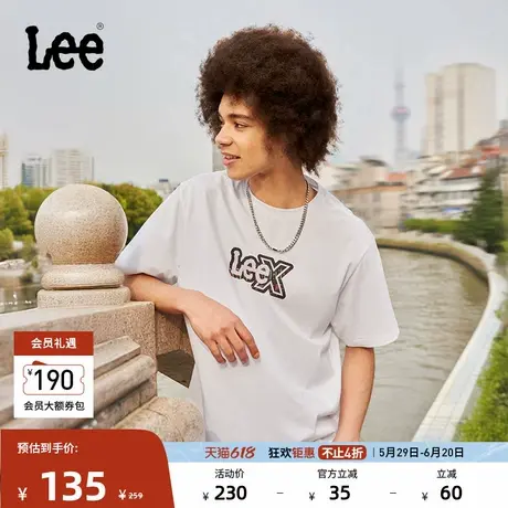 Lee25春夏新品舒适版圆领炫色Logo印花男短袖T恤潮流LMT0098184LE图片