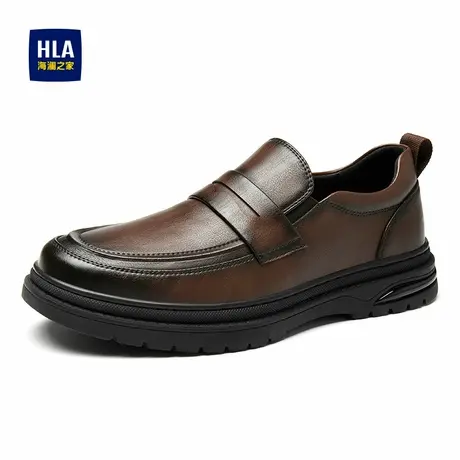 HLA/海澜之家男鞋新款春秋户外百搭流行乐福鞋休闲耐磨套脚皮鞋商品大图