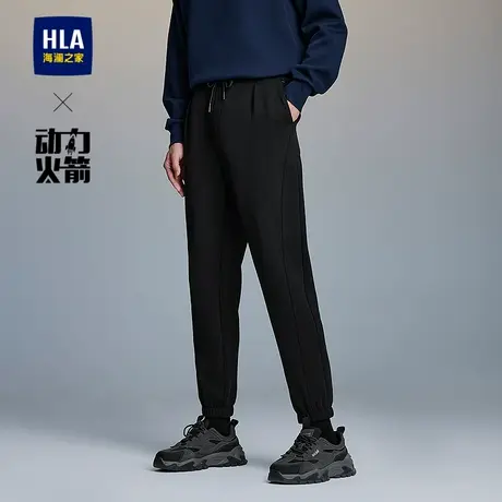 HLA/海澜之家动力火箭系列卫裤2025春秋新款简约印花休闲裤男商品大图