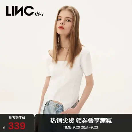 LINCCHIC金羽杰t恤女2023新款轻机能修身U领短袖女t恤S232FK155Y商品大图