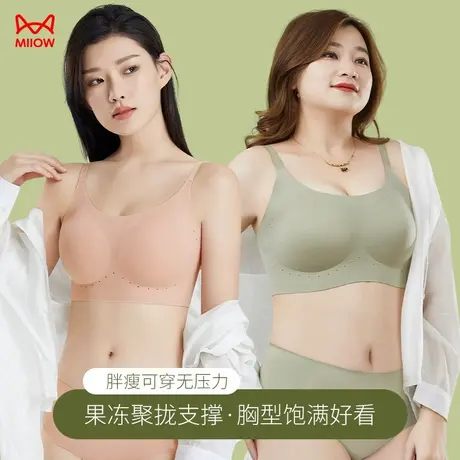 猫人内衣女软支撑小胸聚拢防下垂透气文胸无钢圈收副乳背心式文胸图片