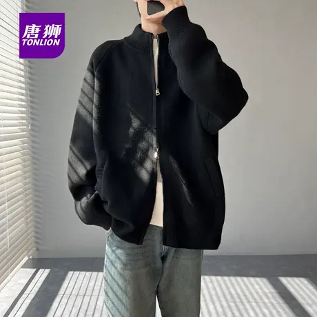 唐狮秋冬季新款男士立领开衫毛衣休闲简约日系针织外套上衣服潮AP图片