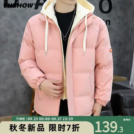 VIISHOW棉衣男生冬季假两件棉袄子羽绒棉服男加厚款潮牌面包外套商品大图