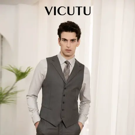 VICUTU威可多西服马甲男秋季纯羊毛商务休闲西装马夹图片