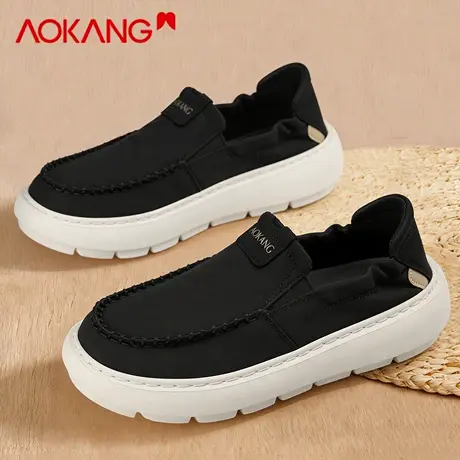 奥康男鞋2026新款春季一脚蹬软底轻便布鞋男士休闲百搭透气帆布鞋图片