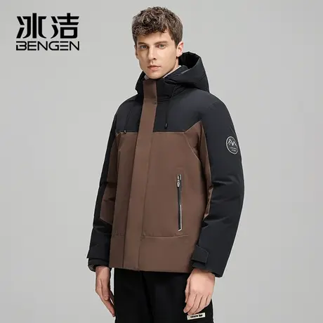 冰洁羽绒服新款男士短款2023年冬新款撞色拼接保暖休闲外套YGDB商品大图
