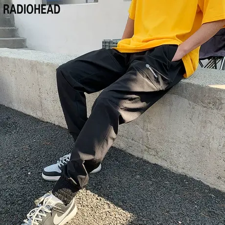 Radiohead黑色长裤男束脚2021秋季新款休闲裤子潮时尚帅气显腿长图片