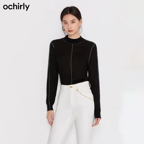 【百亿补贴官方直播】欧时力 羊毛混纺针织毛衣春高打底修身商品大图