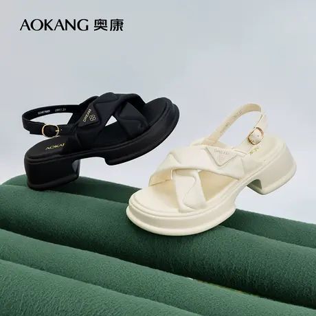 奥康女鞋2023夏季新款法式时尚厚底凉鞋女百搭舒适休闲运动沙滩鞋商品大图