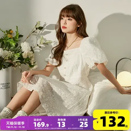 唐狮2023早春新款连衣裙女多巴胺甜美风白色在逃公主气质公主裙DY图片