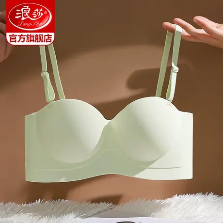 浪莎无痕内衣女小胸聚拢无钢圈文胸防下垂春薄款抹胸无肩带胸罩DT图片