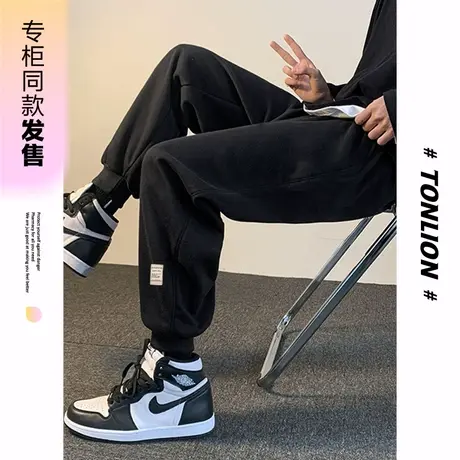 [商场同款]唐狮春秋季休闲长裤男装基本撞色分割束脚工装卫裤子商品大图