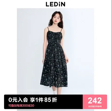 乐町浪漫法式碎花裙2023年新品女装清新连衣裙海边度假风吊带裙商品大图