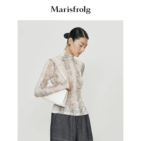 【都市通勤】玛丝菲尔上衣夏装新款正肩显瘦立领打底衫女商品大图