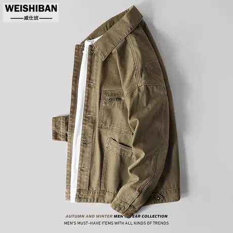 美式复古猎装夹克男上衣高级感廓型重水洗翻领怀旧工装外套春秋款商品大图